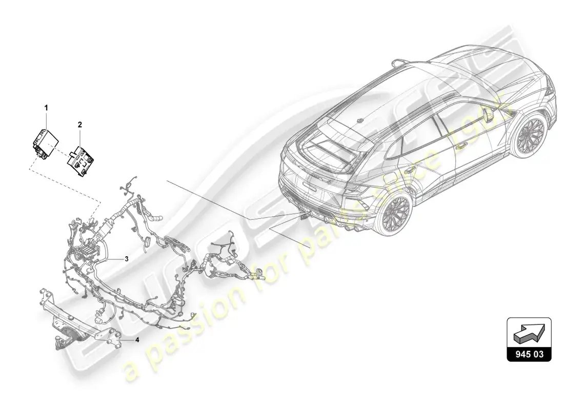 lamborghini urus (2021) piezas eléctricas para remolque de remolque diagrama de piezas