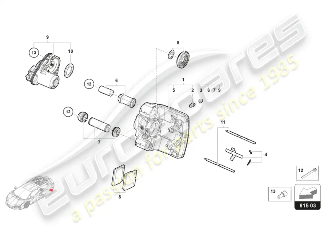 lamborghini revuelto coupe (2024) freno de estacionamiento electrónico diagrama de piezas