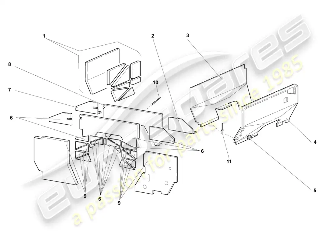 lamborghini reventon escudo térmico diagrama de piezas
