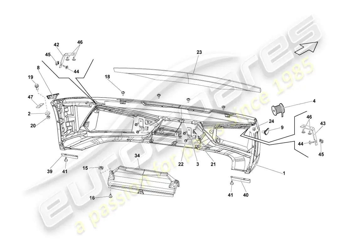 lamborghini blancpain sts (2012) parachoques delantero diagrama de piezas