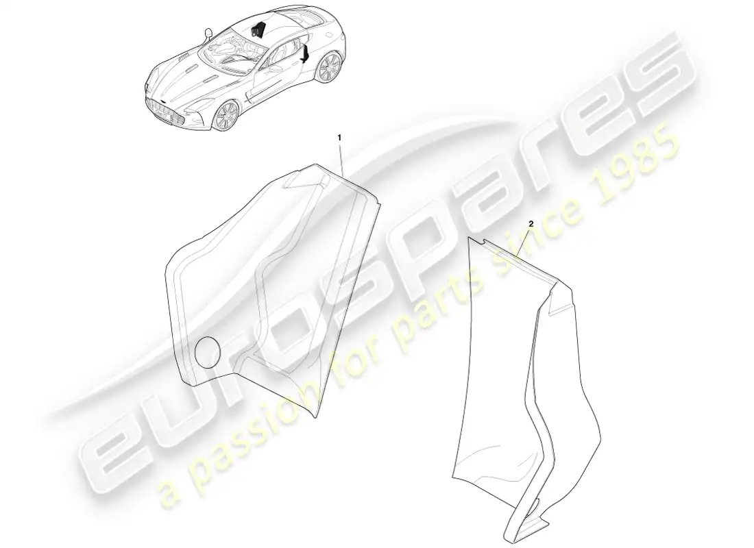aston martin one-77 (2011) funda de bolsillo para cinturón de seguridad diagrama de piezas