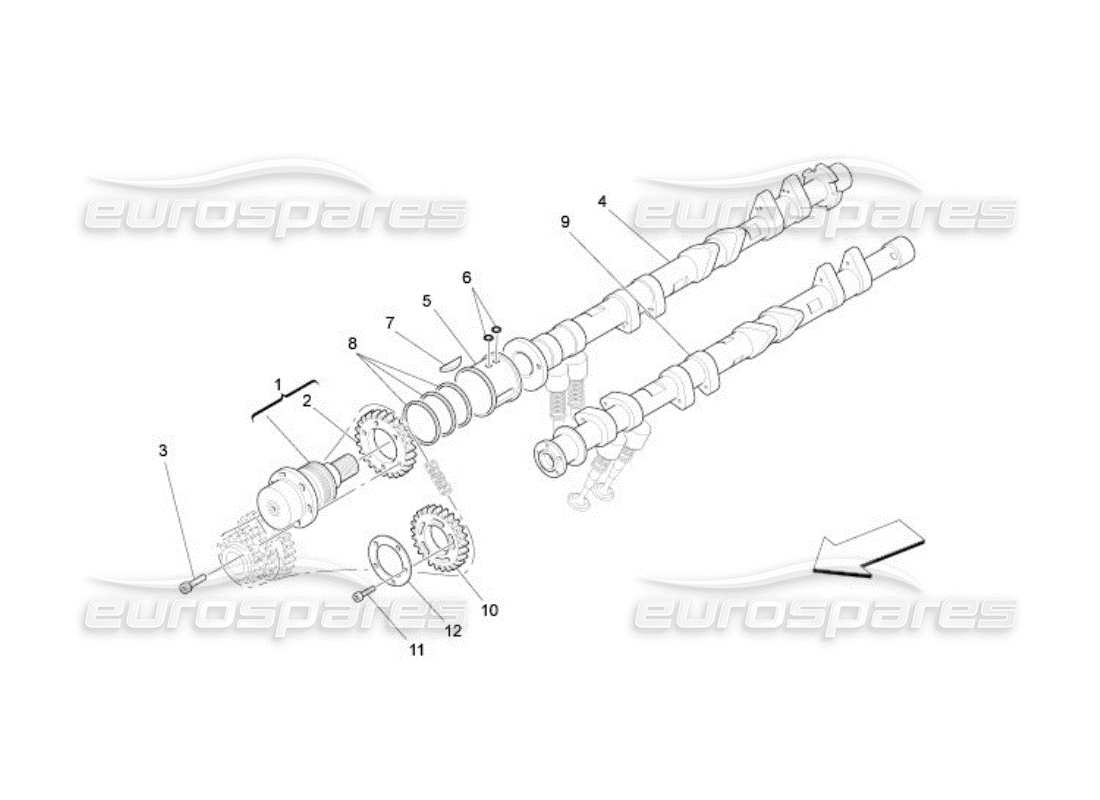 maserati qtp. (2005) 4.2 diagrama de piezas de los árboles de levas de la culata izquierda