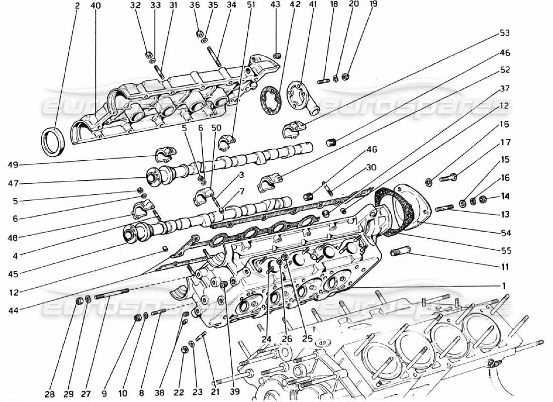 ferrari 308 gtb (1976) diagrama de piezas de la culata (derecha)