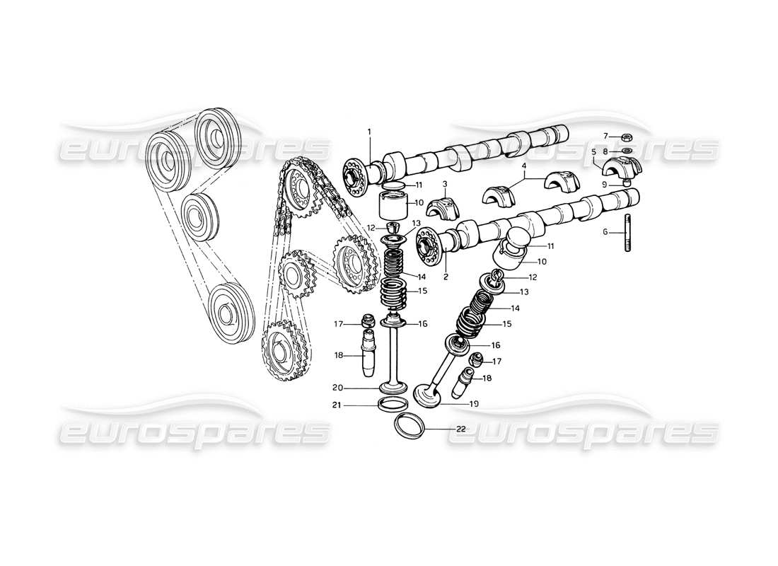 ferrari 246 dino (1975) diagrama de piezas de sincronización