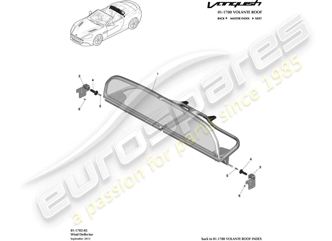 aston martin vanquish (2015) deflector de viento diagrama de piezas