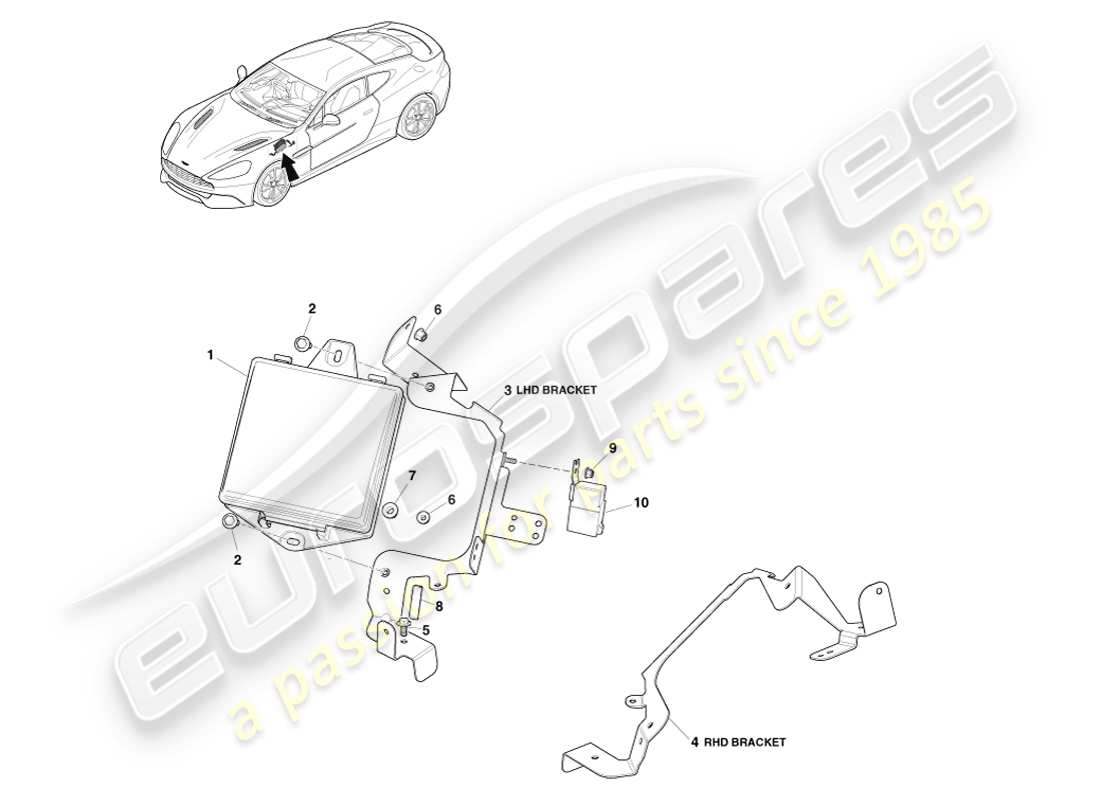 aston martin vanquish (2014) caja de fusibles del compartimento del motor diagrama de piezas