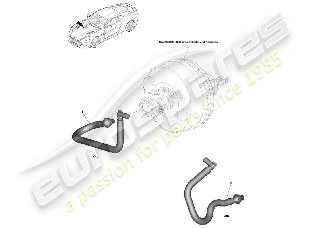 aston martin vanquish (2013) manguera de depósito de vacío diagrama de piezas