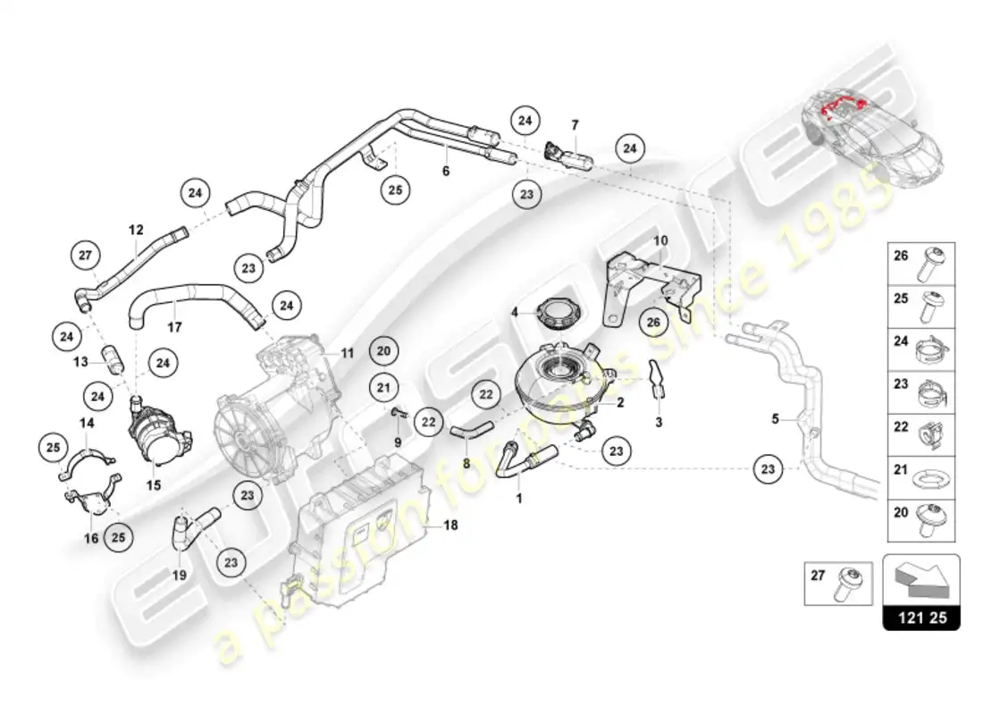 un diagrama de piezas del catálogo de piezas lamborghini revuelto