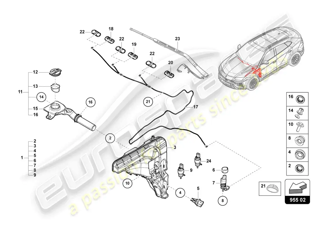 diagrama de pieza que contiene el número de pieza 4m0955448c