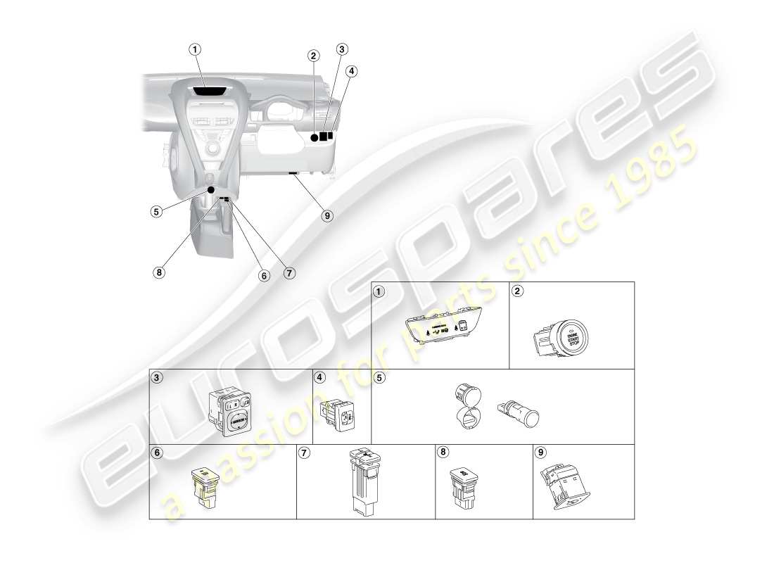 aston martin cygnet (2012) diagrama de piezas de interruptores y relés ip
