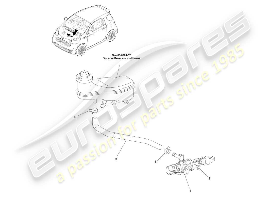 aston martin cygnet (2012) diagrama de piezas del cilindro maestro del embrague