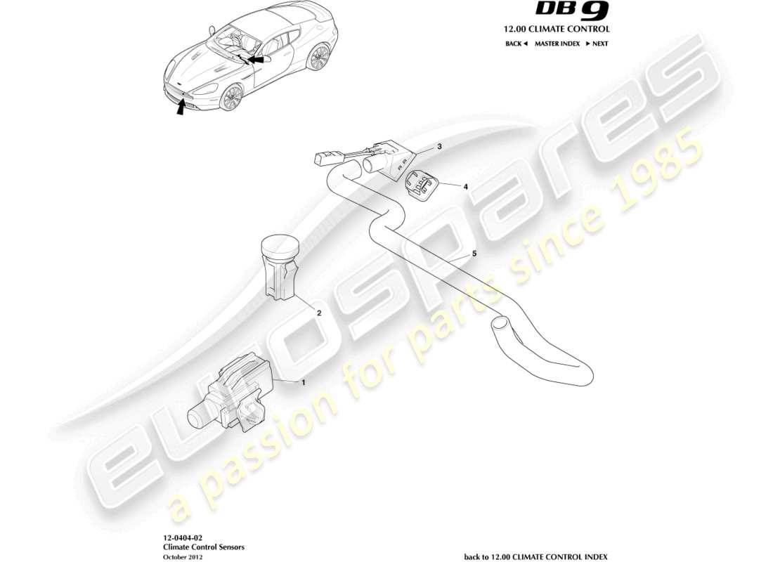 aston martin db9 (2015) diagrama de piezas de sensores