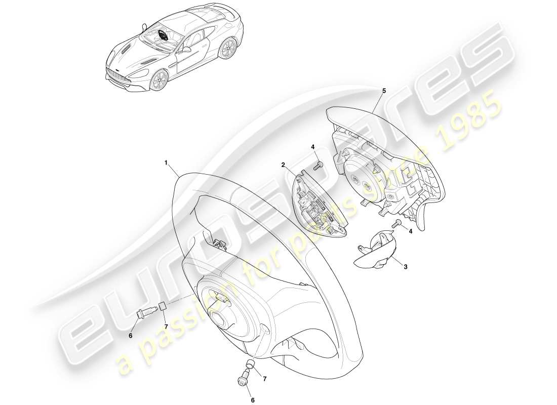aston martin vanquish (2014) volante, opcional diagrama de piezas