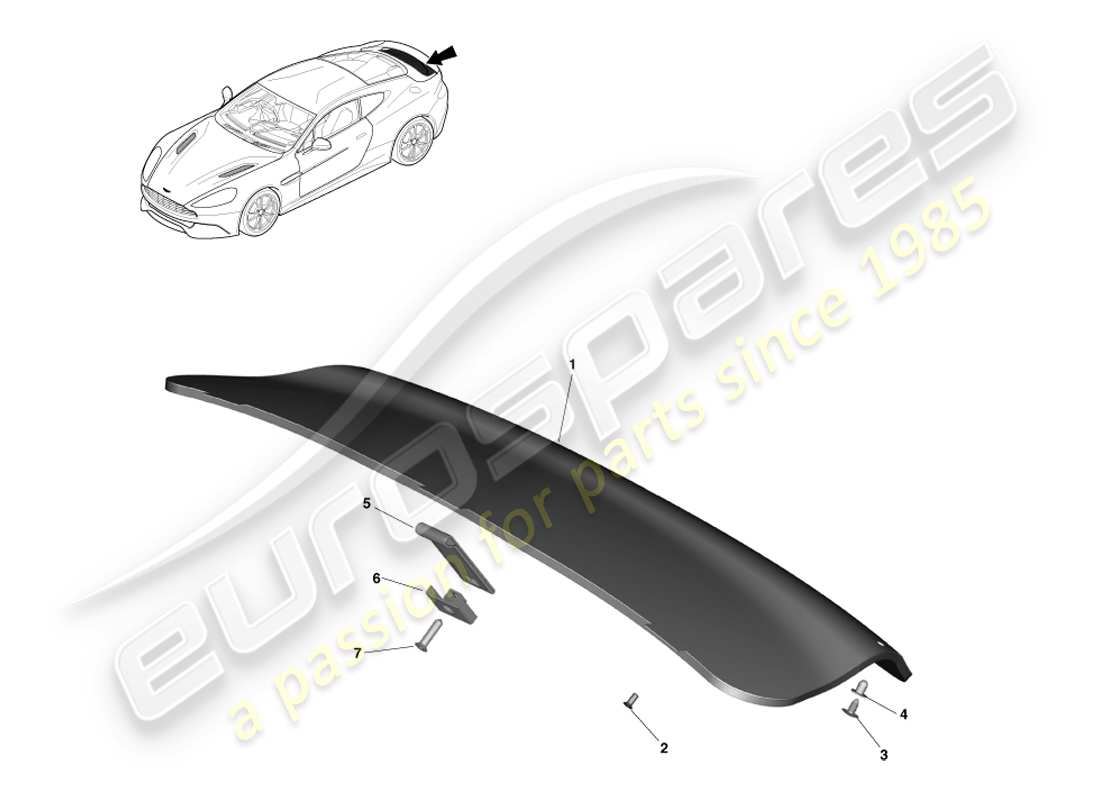 aston martin vanquish (2014) panel embellecedor del portón trasero, coupé diagrama de piezas