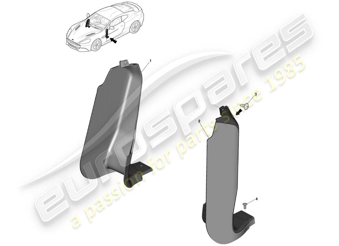 aston martin vanquish (2014) moldura de pilar, inferior diagrama de piezas