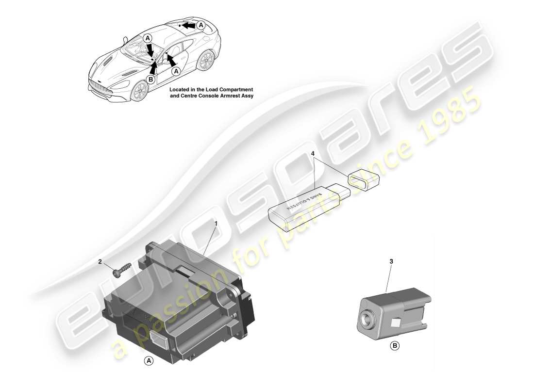 aston martin vanquish (2014) reproductor multimedia diagrama de piezas