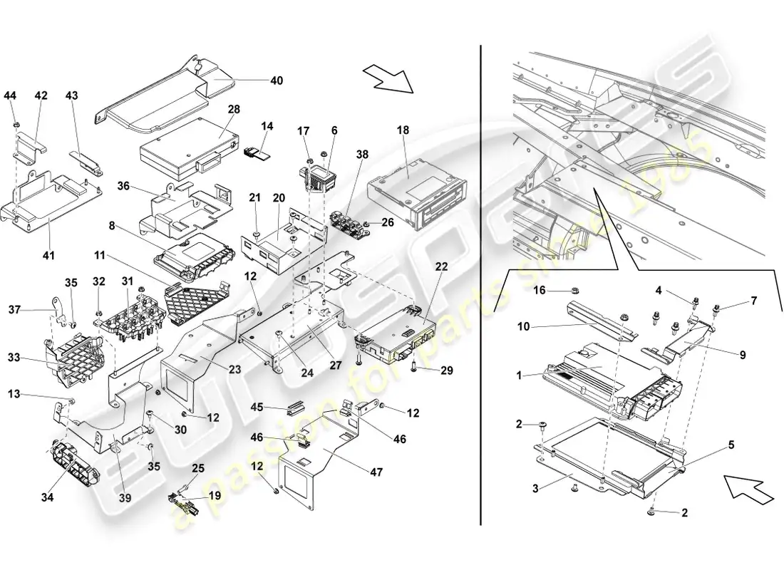 lamborghini lp560-4 spider (2011) diagrama de piezas de la unidad de control del motor