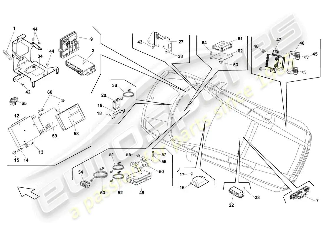 lamborghini lp570-4 sl (2011) unidad de control central para sistema de conveniencia diagrama de piezas