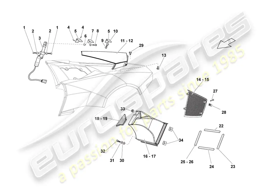lamborghini reventon adorno del panel lateral diagrama de piezas