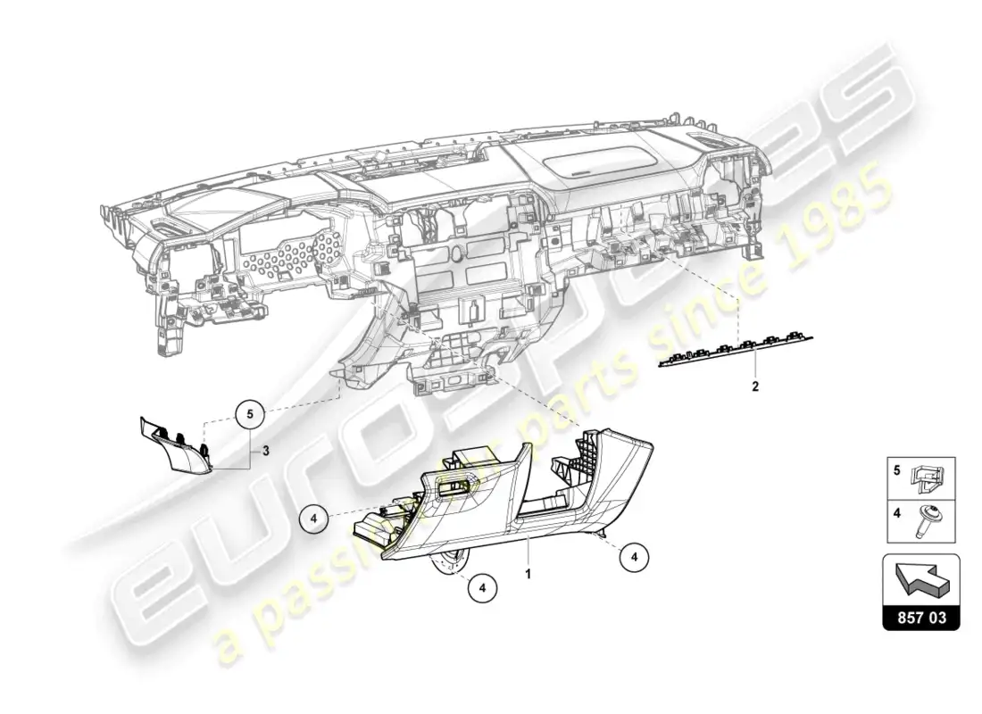lamborghini urus (2022) tablero de instrumentos diagrama de piezas