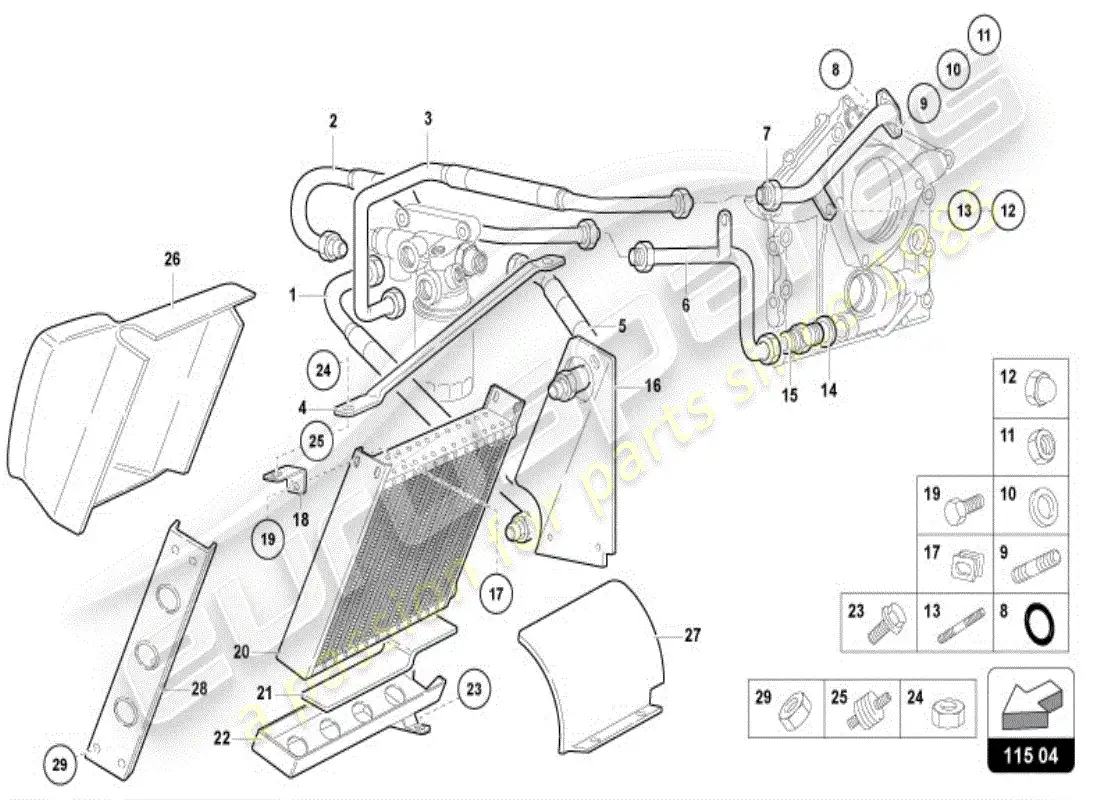 lamborghini diablo vt (1997) sistema de aceite del motor diagrama de piezas