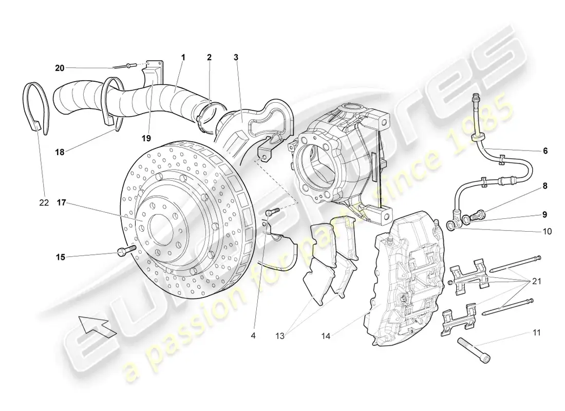 lamborghini lp640 roadster (2007) disc brake front diagrama de piezas