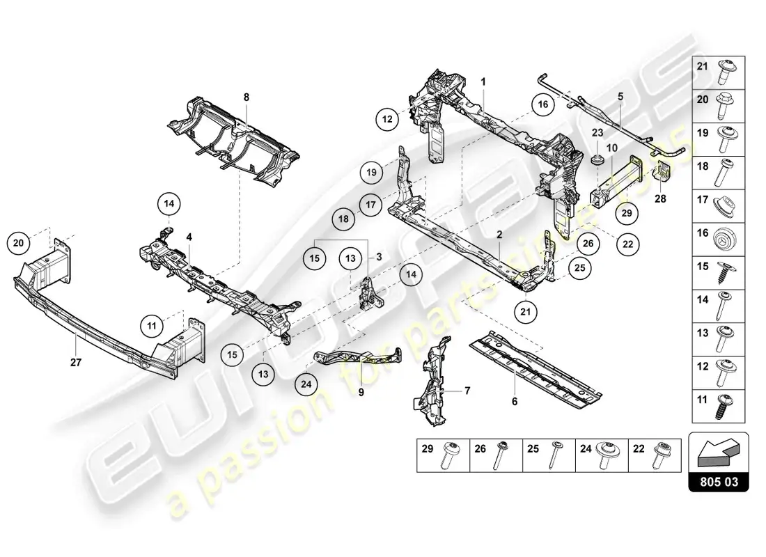 lamborghini urus s (2024) soporte para radiador de refrigerante diagrama de piezas