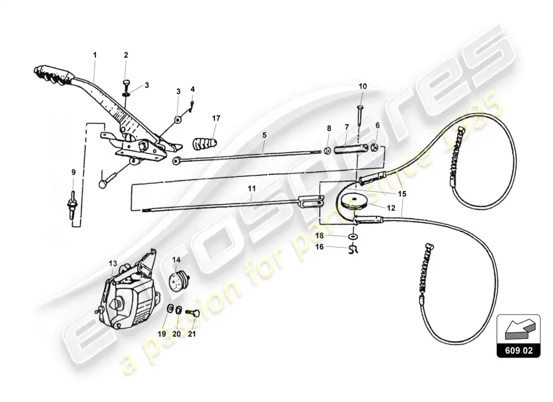 lamborghini countach 25th anniversary (1989) parking brake diagrama de piezas