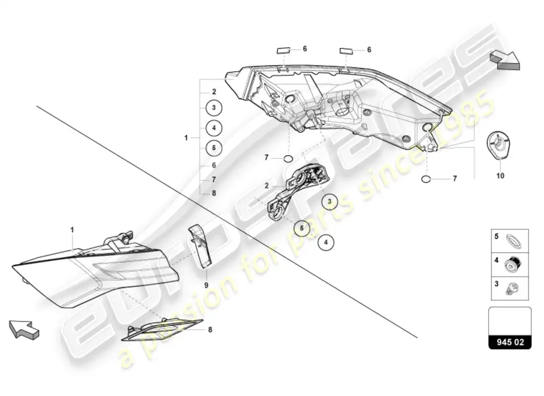 lamborghini urus (2021) luz trasera diagrama de piezas