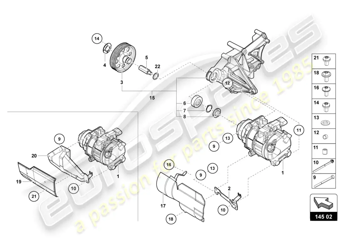 lamborghini countach lpi 800-4 (2022) compresor de a/c diagrama de piezas