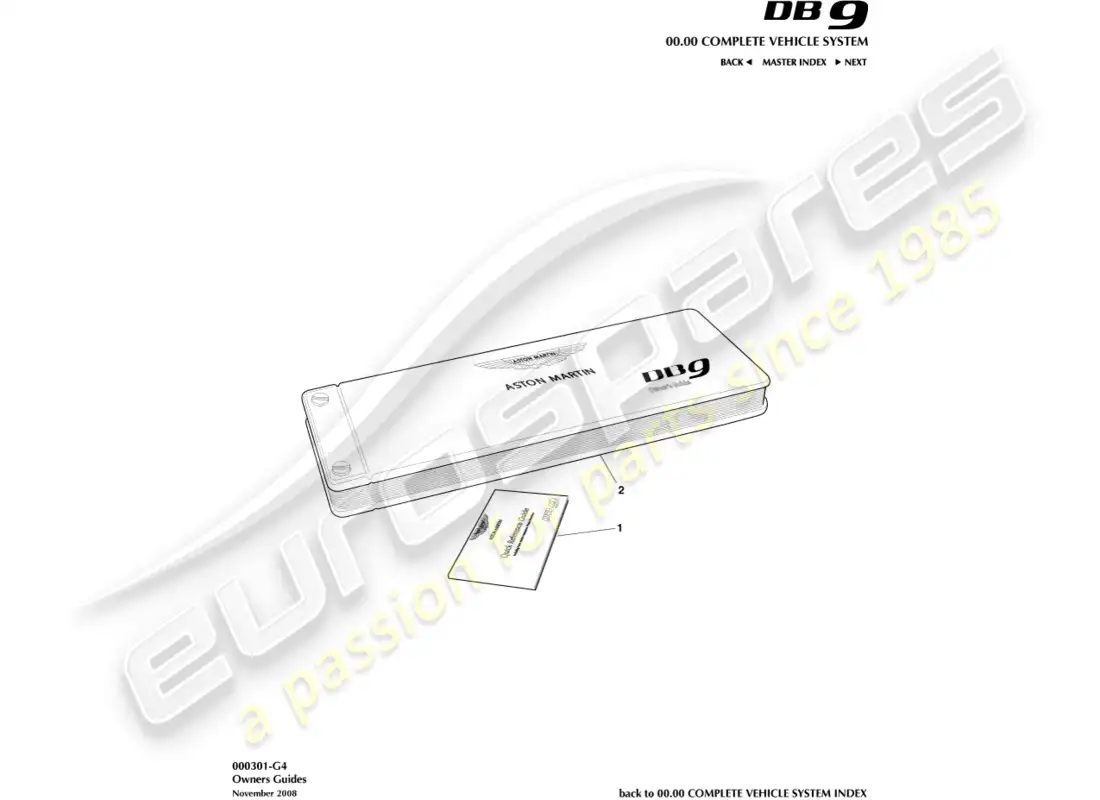 aston martin db9 (2005) guía del propietario diagrama de piezas