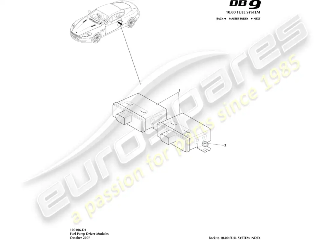 aston martin db9 (2004) módulos de bomba de combustible diagrama de piezas