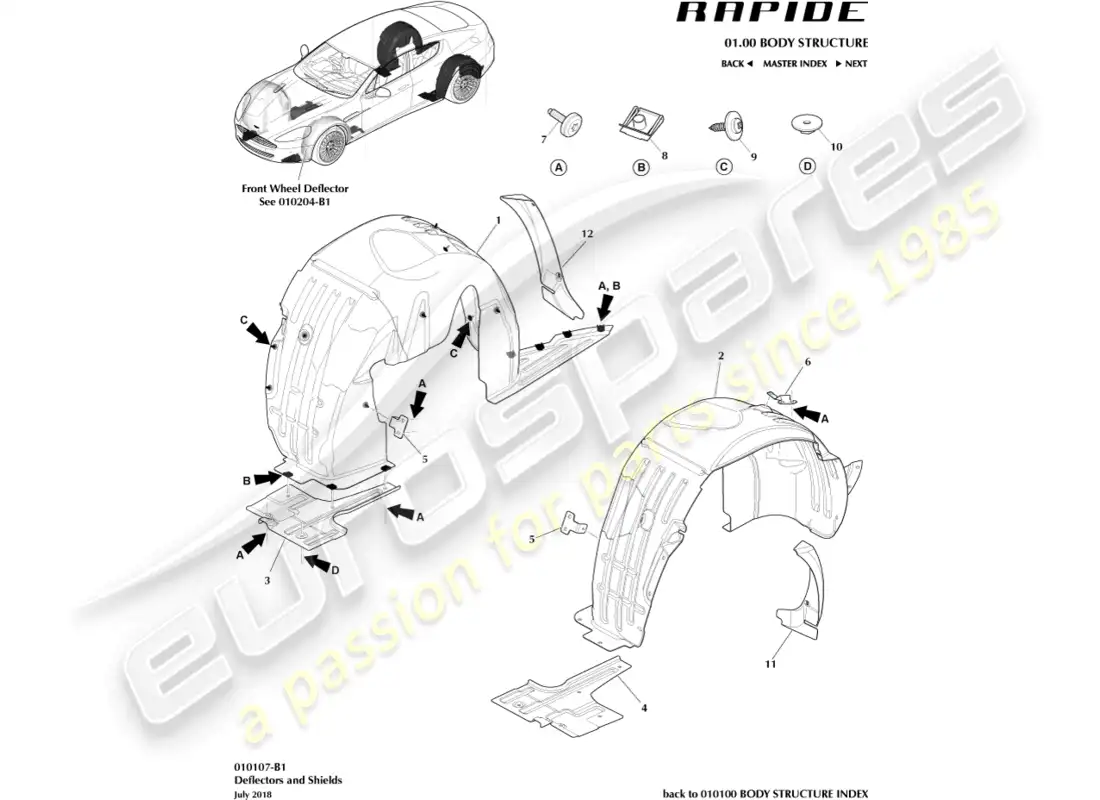 aston martin rapide (2017) pasos de rueda trasera diagrama de piezas