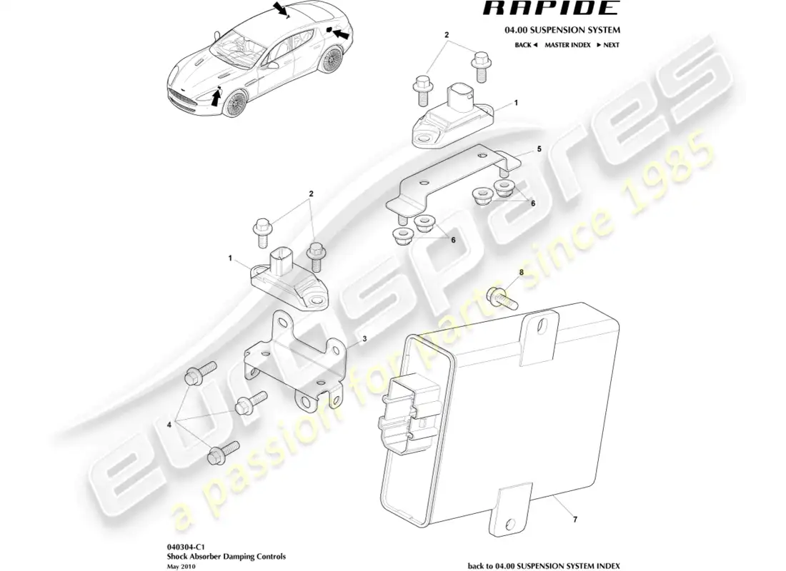 aston martin rapide (2016) módulo de amortiguación activa diagrama de piezas