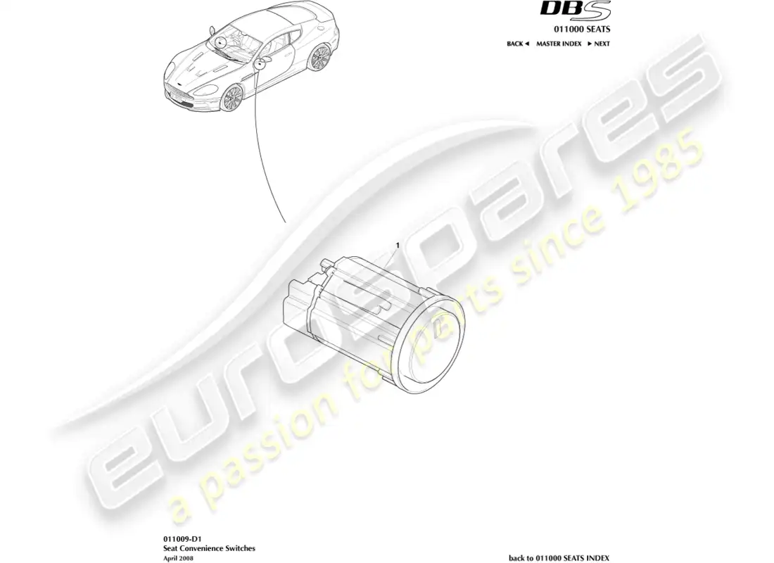 aston martin dbs (2013) interruptores de conveniencia diagrama de piezas