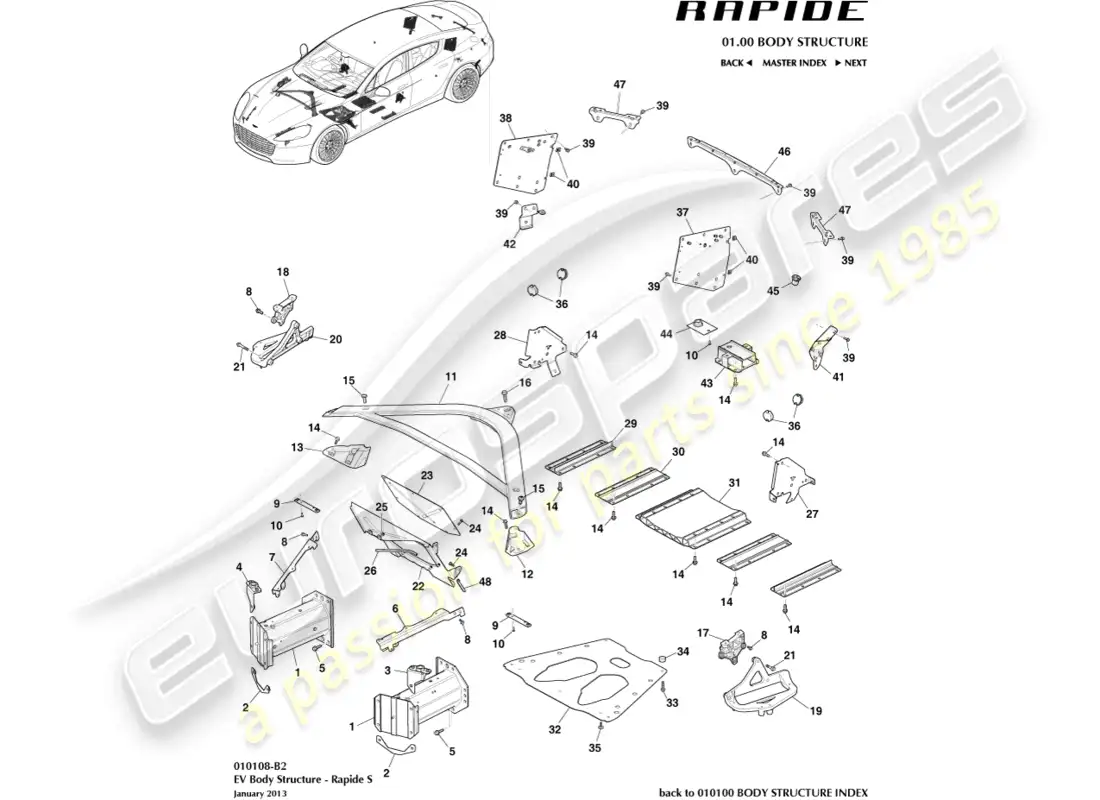 aston martin rapide (2016) piezas auxiliares, s diagrama de piezas