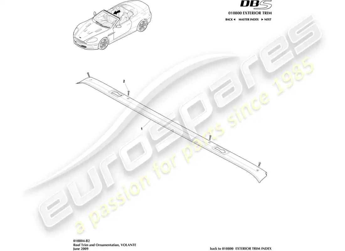 aston martin dbs (2014) revestimiento del techo, volante diagrama de piezas