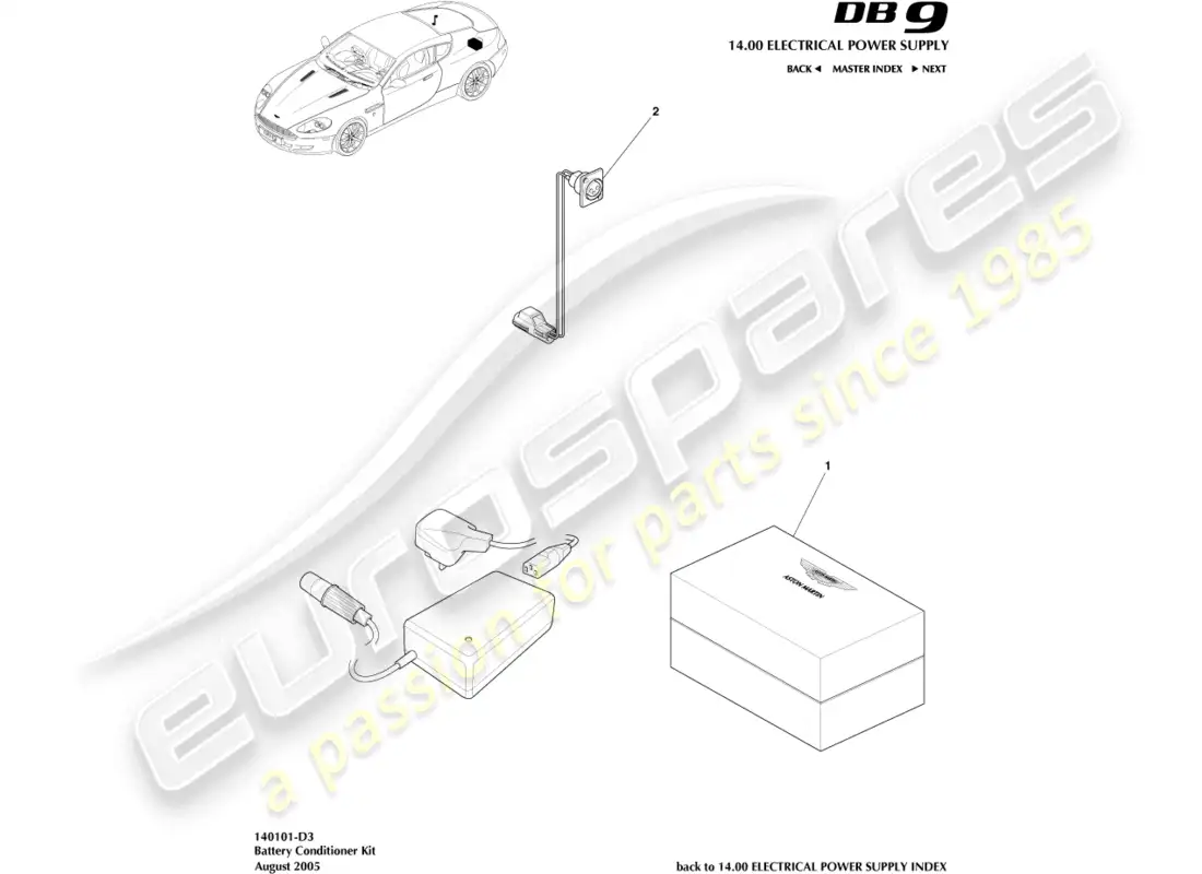 aston martin db9 (2004) kit acondicionador de batería diagrama de piezas