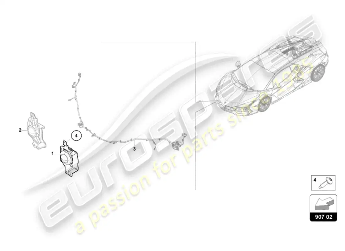 lamborghini revuelto coupe (2024) sensor de radar diagrama de piezas