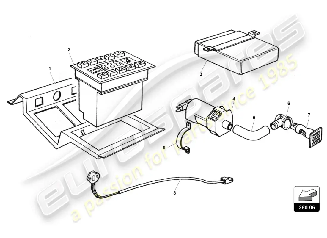 lamborghini countach 25th anniversary (1989) sistema de aire acondicionado diagrama de piezas