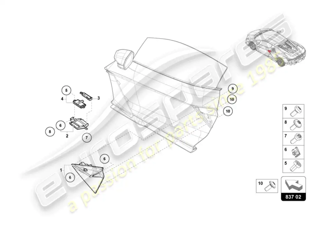 lamborghini revuelto coupe (2024) manijas de puerta diagrama de piezas