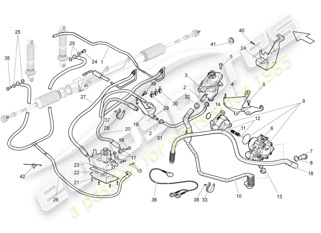lamborghini gallardo spyder (2008) aparato de gobierno diagrama de piezas