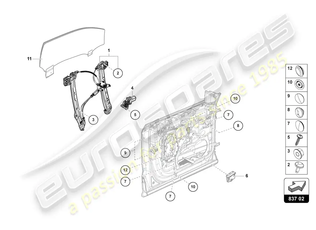 lamborghini urus (2021) regulador de elevalunas con motor diagrama de piezas