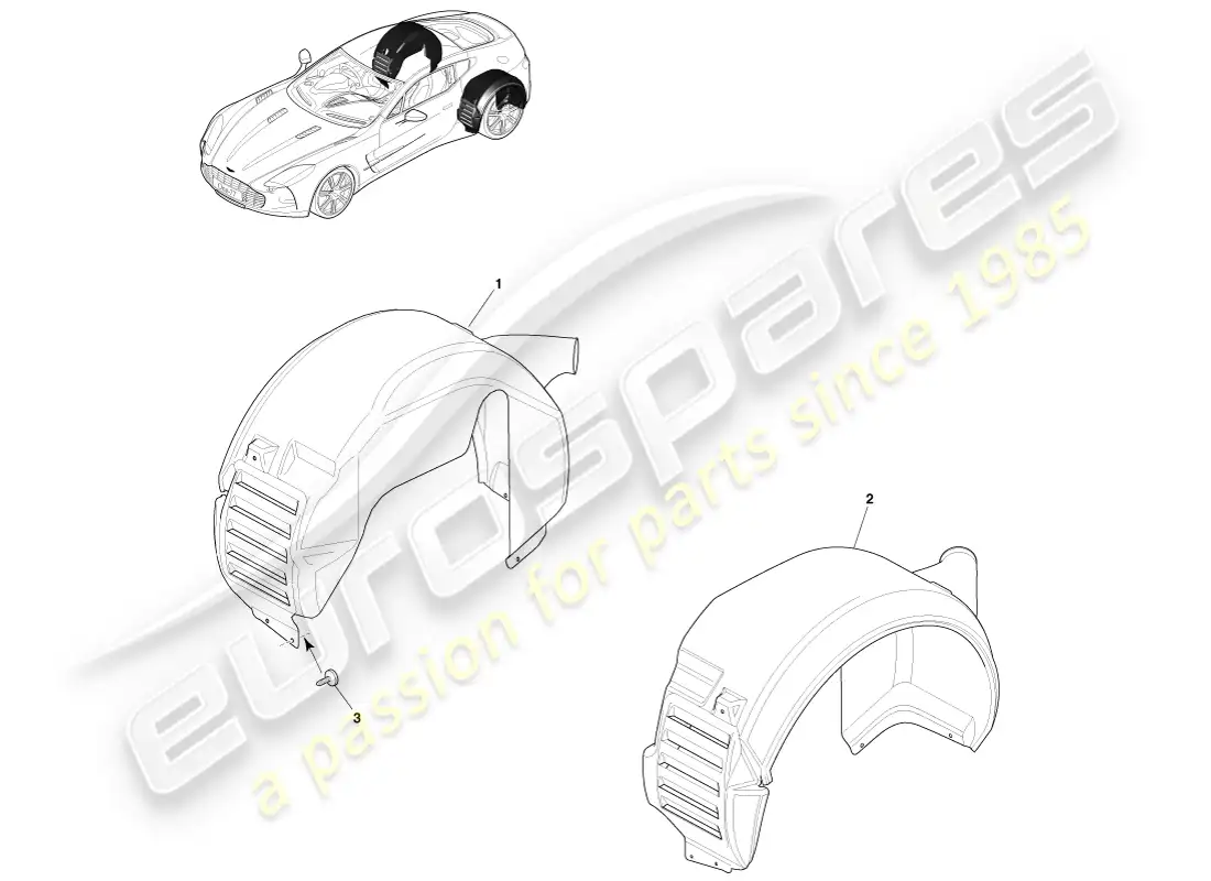 aston martin one-77 (2011) pasos de rueda trasera diagrama de piezas
