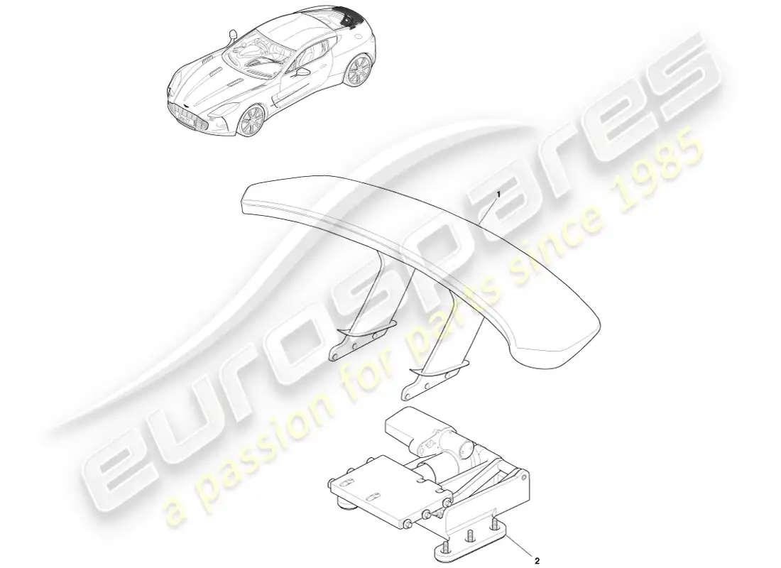 aston martin one-77 (2011) conjunto del ala trasera diagrama de piezas