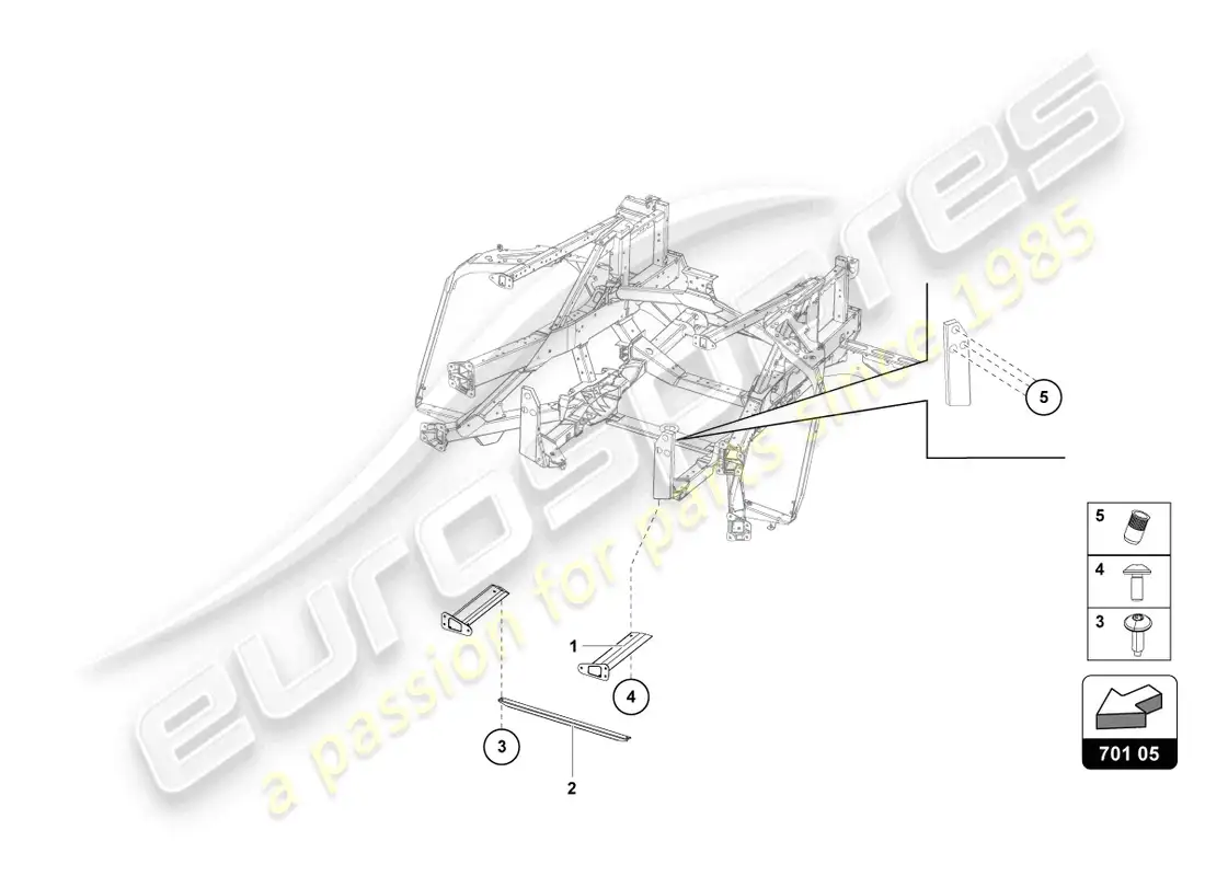 lamborghini ultimae roadster (2022) parte trasera del marco de acabado diagrama de piezas