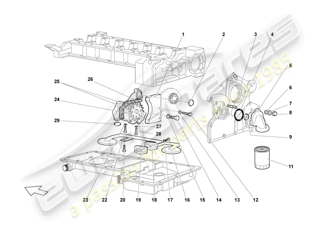 lamborghini lp640 coupe (2008) bomba de aceite diagrama de piezas