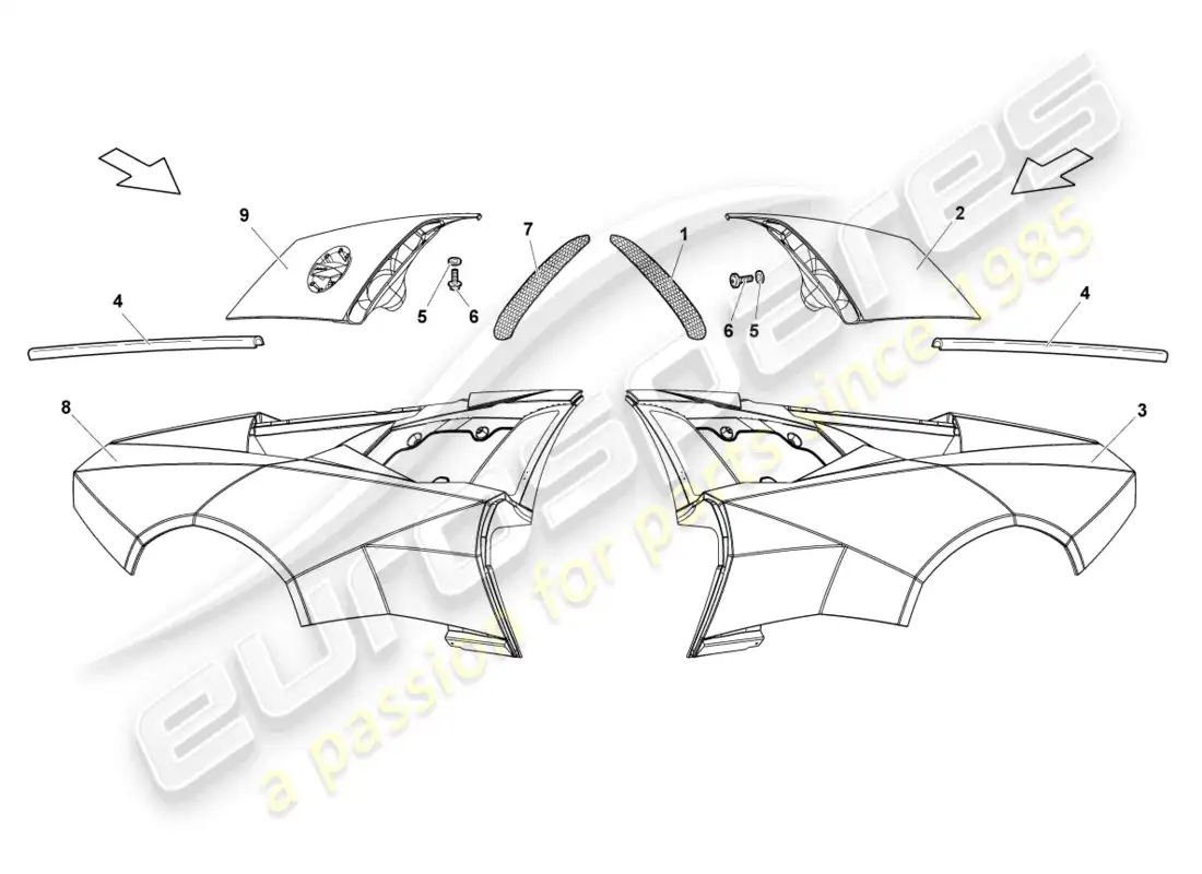 lamborghini reventon parte lateral trasera diagrama de piezas