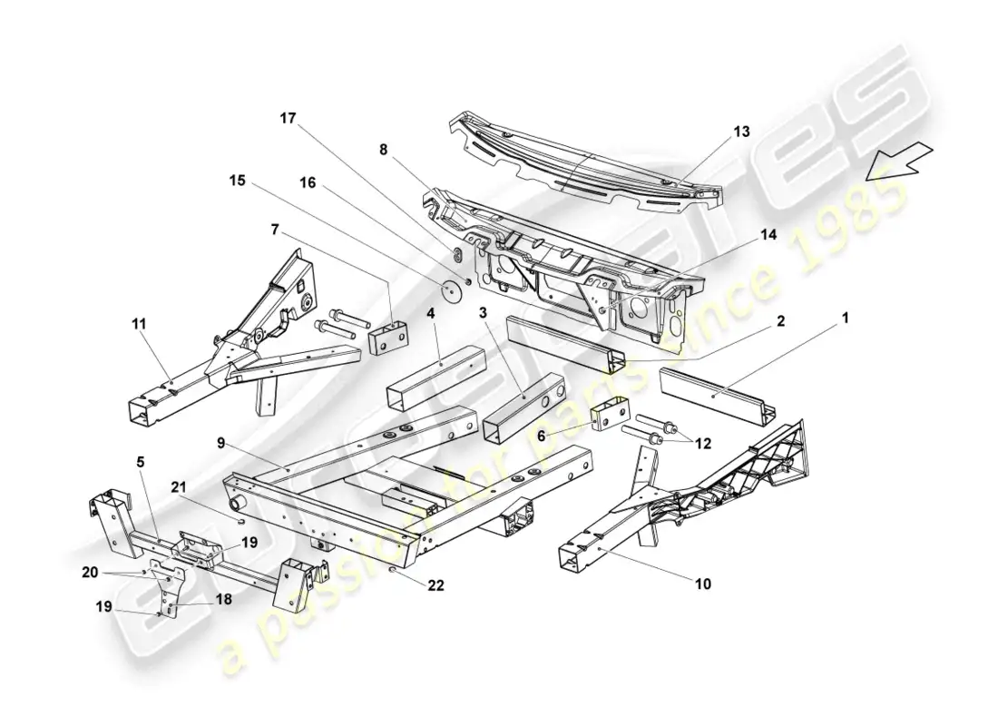 lamborghini gallardo spyder (2007) parte delantera de la carrocería diagrama de piezas