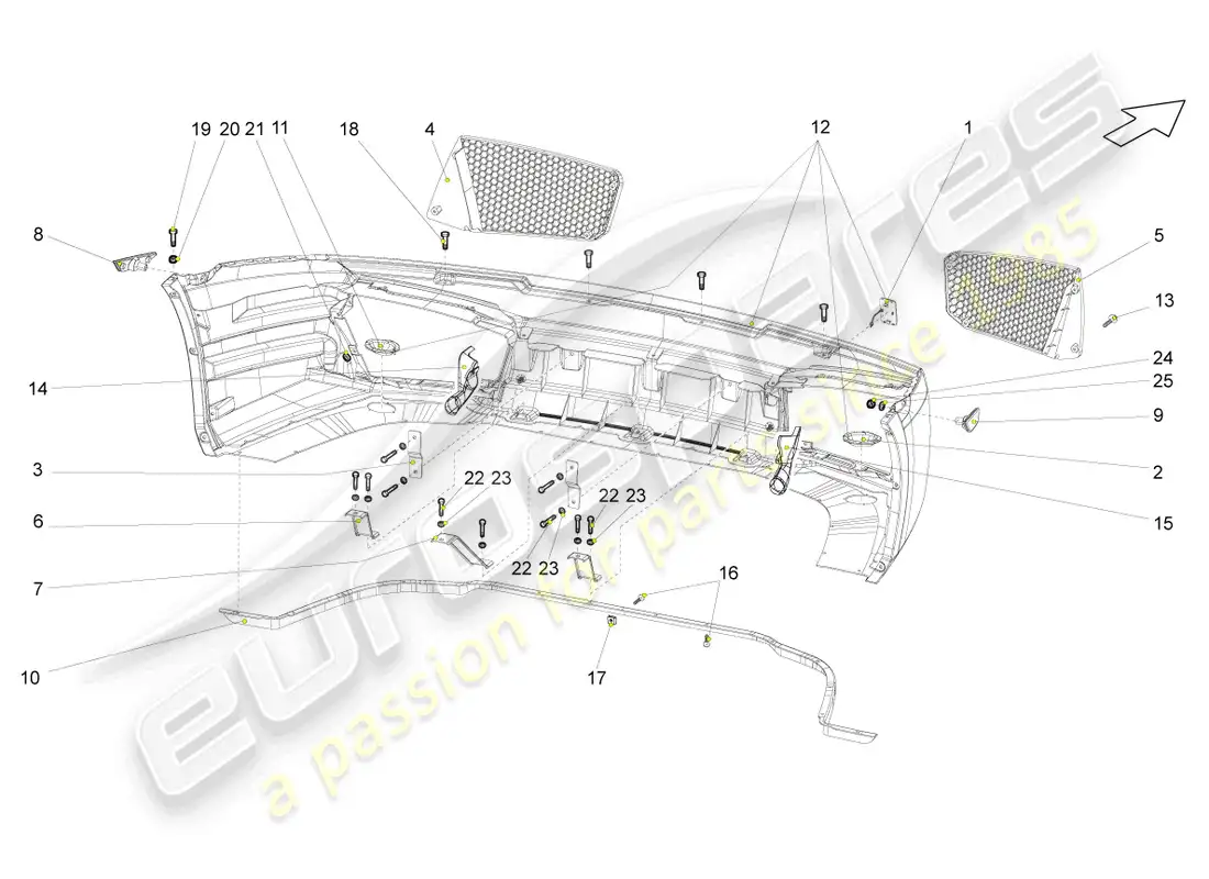 lamborghini gallardo spyder (2007) parachoques delantero diagrama de piezas